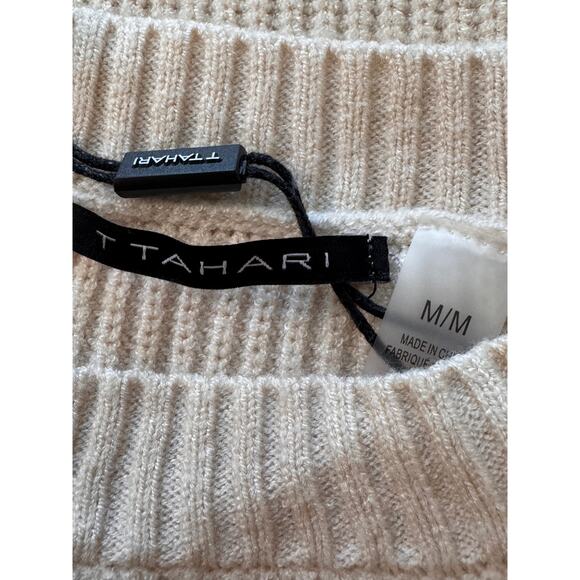 NEW T TAHARI Tan Long Sleeve Crew Neck Pullover Sweater Size M - Picture 5 of 6